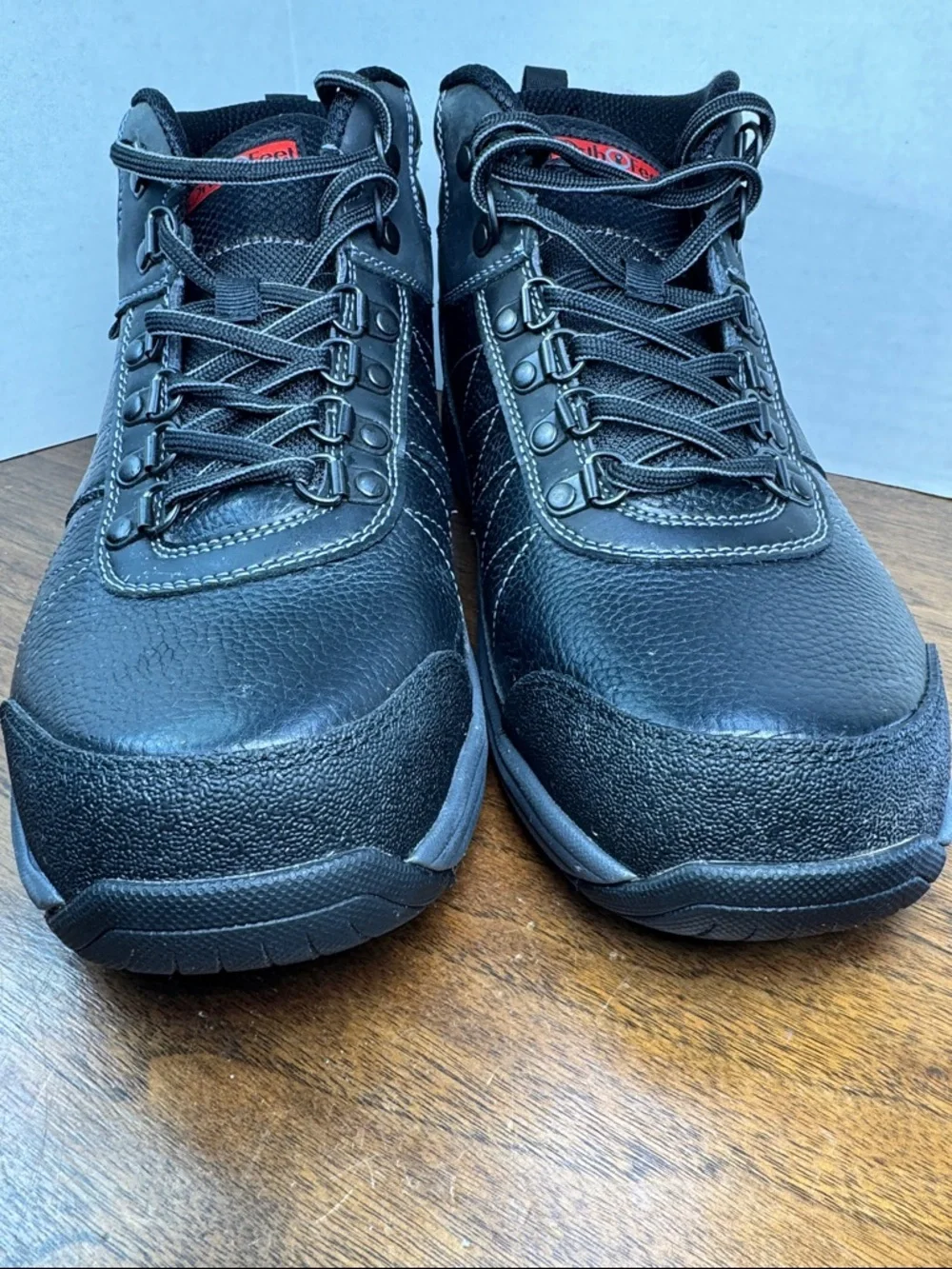 OrthoFeet Men's Hunter Waterproof Black Leather Work Lace-up Boots Shoes, 9D